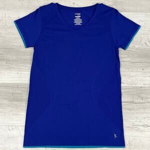 Danskin Now Short Sleeve Fitted Royal Ocean Athletic Workout Gym Shirt Medium